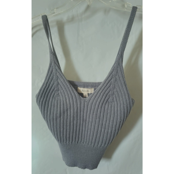Beceel Knit Crop Top Ribbed Camisole Tee Casual Fashion Women Sz M/L - Picture 9 of 9